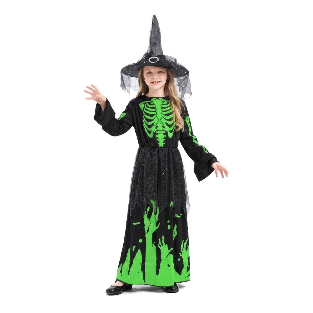 Luminous Cosplay Skeleton Suit Fabric Luminous Kids Dress Grim Reaper Costume Stage Performance