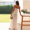 Новое весенне-летнее повседневное плиссированное длинное платье без рукавов, модные женские платья с V-образным вырезом, простое однотонное женское платье с открытой спиной