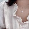 Sparkling Diamond Butterfly Double Layer Necklace for Female Minority Design Versatile