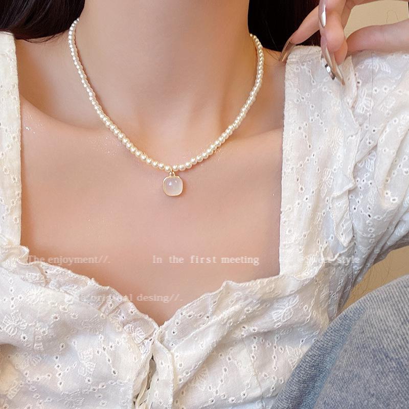 «Модное элитное жемчужное ожерелье: Универсальная цепочка на ключицу из титановой стали для женщин