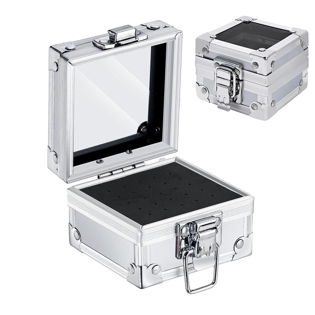Nail Art High-End 25-Hole Grinding Head Organizer with Portable Aluminum Box