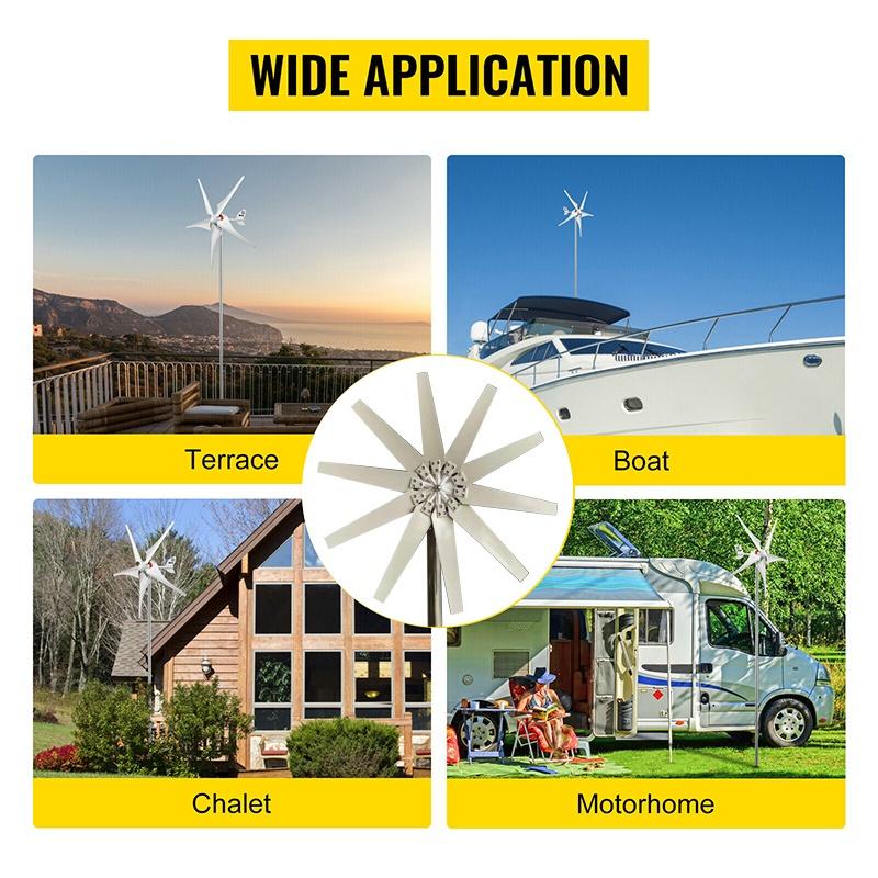 8000w 12 / 24V Wind Turbine with 10 Blades MPPT Controller Small Wind Turbine for Home Use Low Noise High Efficiency