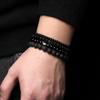4 шт. Мужские браслеты из натурального камня, черные, гладкие, эластичные, многослойные, регулируемые, для взрослых, наручные украшения, мужские наручные аксессуары