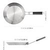 Circular BBQ Plate Folding Wood Handle Grill Fry Pan Portable Barbecue Tray  Outdoor Barbecue