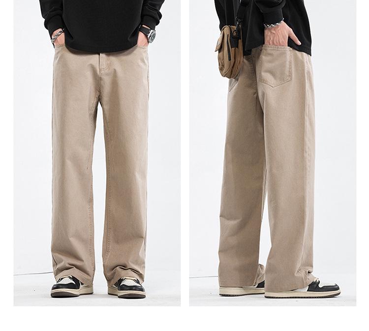 Mingge 2025 Мужские брюки свободного кроя с прямыми штанинами на весну/лето - Модные, однотонные, повседневные и универсальные.