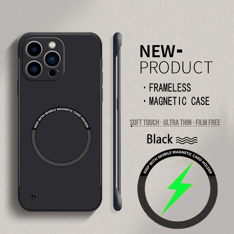 Для Magsafe Магнитный Безрамочный Чехол Для Телефона Для iPhone 7P 12 13 14 15 16 Pro Max 15 16 Plus Ультратонкий Жесткий ПК Ударопрочный Чехол