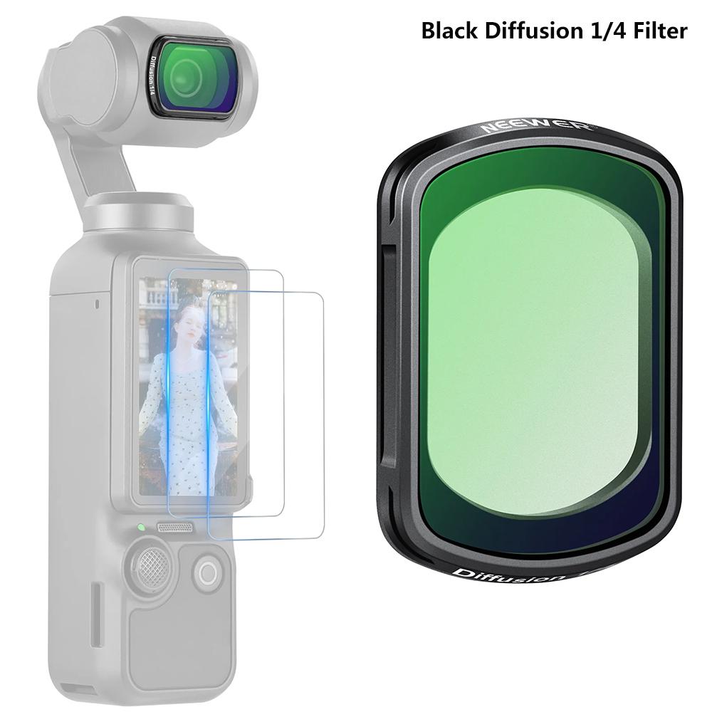 Набор фильтров NEEWER для камеры DJI Osmo Pocket 3, Магнитный ND2-32 / CPL / Black Mist Diffusion 1/4 Фильтр, Набор из 3 фильтров