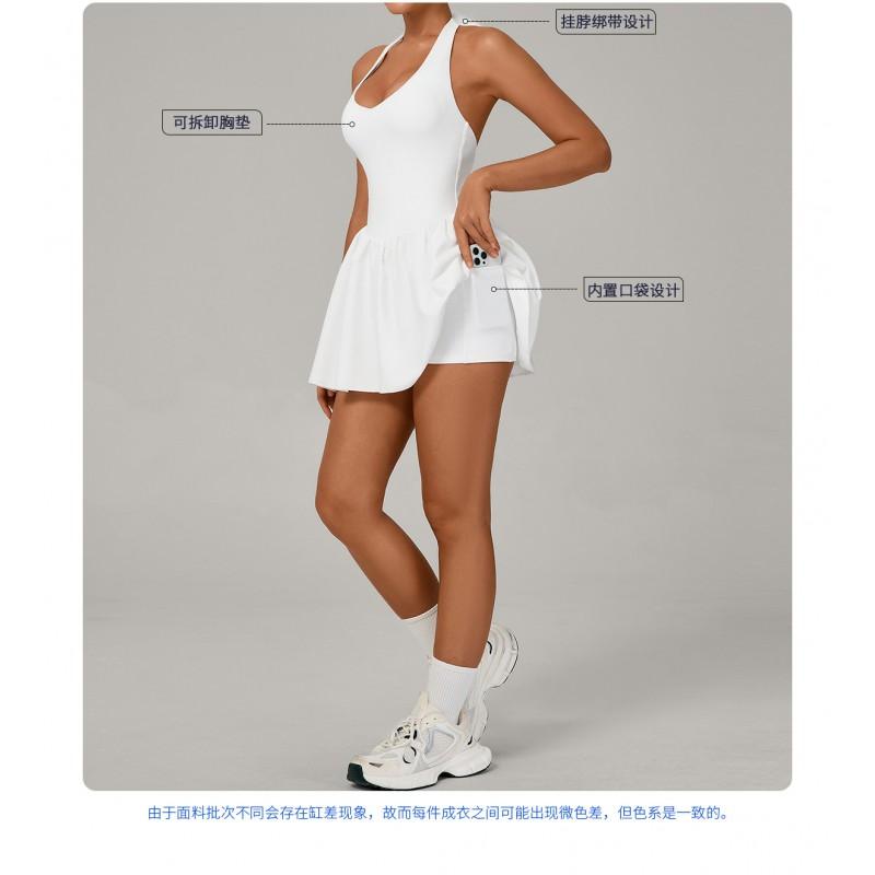 Womens Tennis Skort With Built-in Shorts Breathable Mesh Fabric Anti-See-Through Yoga Fitness Running