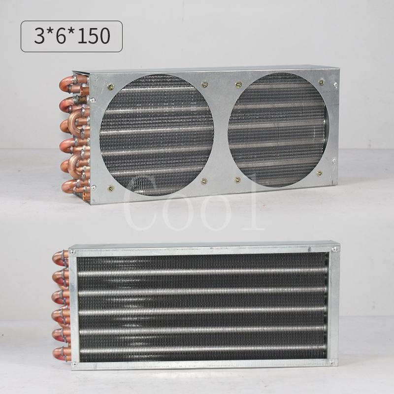 264mmx150mmx60mm Double Air Outlet Condenser Evaporator Water-cooled Finned Copper Tube Radiator Heat Sink Instrument Cooler