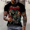 Летние мужские повседневные свободные футболки с круглым вырезом и короткими рукавами с принтом скелета и бога смерти на 3D-принтере