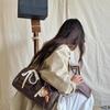 Коричневая ретро корейская женская сумка для боулинга - Большая вместимость, сумка через плечо для осени и зимы