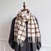 Женский клетчатый кашемировый теплый шарф-пашмина, зимний толстый модный дикий шарф-шаль, мягкий с кисточками, буфанда, одеяло, парные шарфы