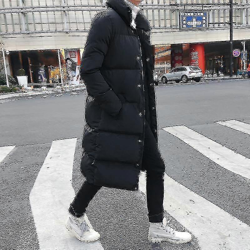 Mens Long Down Jacket Coat Luxury Winter Solid Black Parkas Men Plus Size 4xl Thick Warm Slim Fit Male Overcoat - Ri