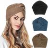 Женский тюрбан, вязаная индийская шапка, зимние теплые шапки, повязка на голову с крестом, вязаные шерстяные шапочки, шапочки для сна, теплые шапки для ушей, модные головные уборы для девочек, аксессуары для волос
