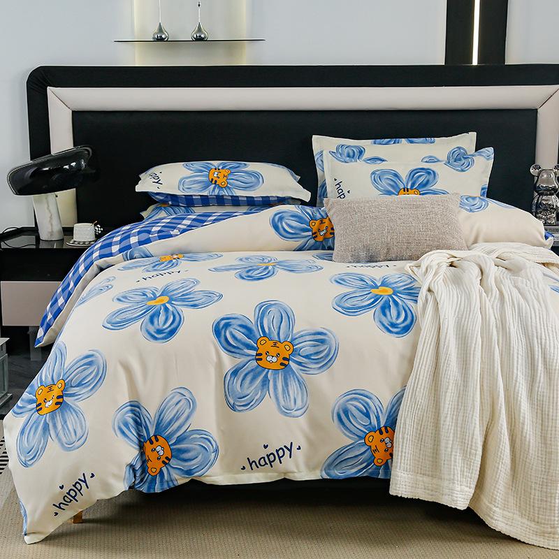 Комплект из четырех предметов из плотного хлопка с потертостями, комплект из 4 простыней и одеял, комплект из трех предметов для общежития