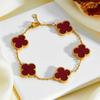15MM High Version Four-leaf Clover 18k Double-sided Mother-of-pearl Four-leaf Clover Five-flower Bracelet Color-preserving Ladies Bracelet