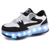 29-40 Kid's Lights Sports Shoes Rubbing Shoes Solid Magic Patch Can Charging Double-row Four-wheel Luminous Children Shoes