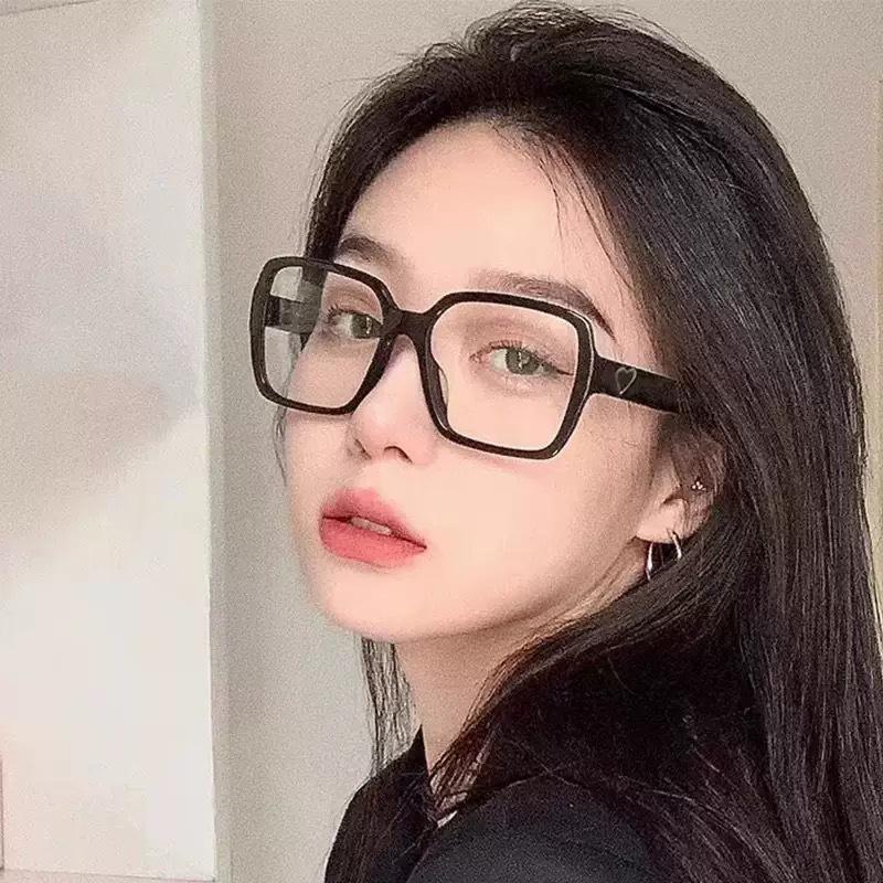 66007 Новая модная большая квадратная оправа Оправа для очков Love Женская, Универсальные очки для простого лица с передовым чувством, Тонкие плоские легкие очки