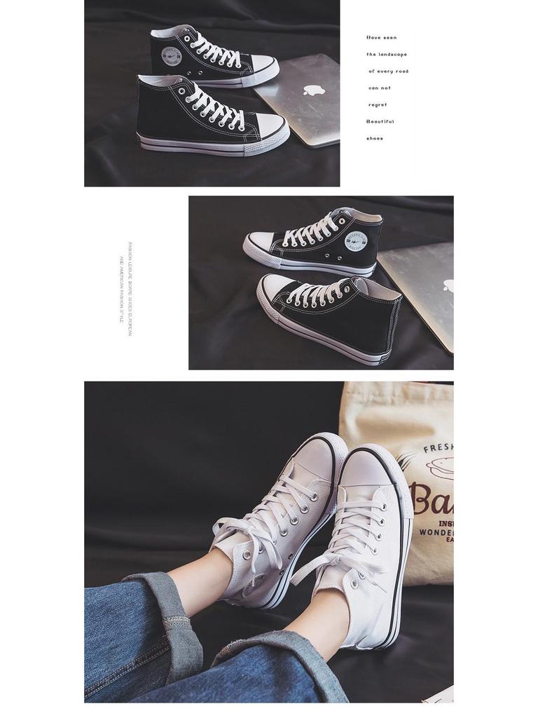 Унисекс корейские высокие кеды из парусины для пар и студентов - универсальная повседневная обувь, белый, S222