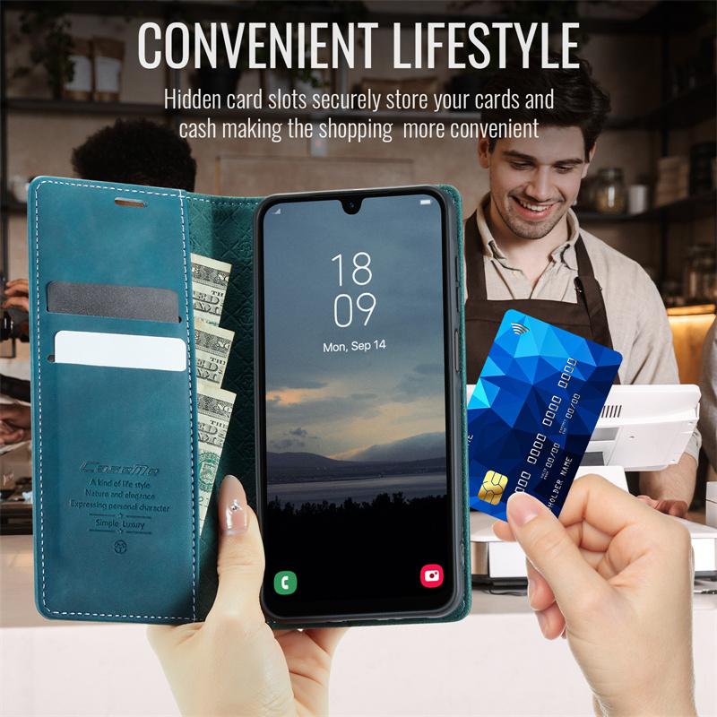 Магнитный откидной кожаный чехол для телефона для Samsung Galaxy S25 FE S24 S23 Plus S22 S21 S20 Ultra A17 A56 A36 A16 A55 A35 A15 A54 A34 A14 A53 A13 Чехол-кошелек