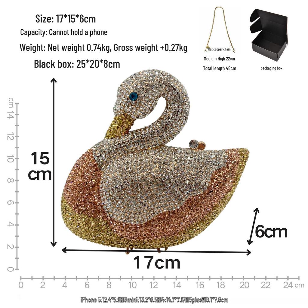 Элегантный 3D клатч «Лебедь» со стразами – Блестящая вечерняя сумка для европейских и американских банкетов