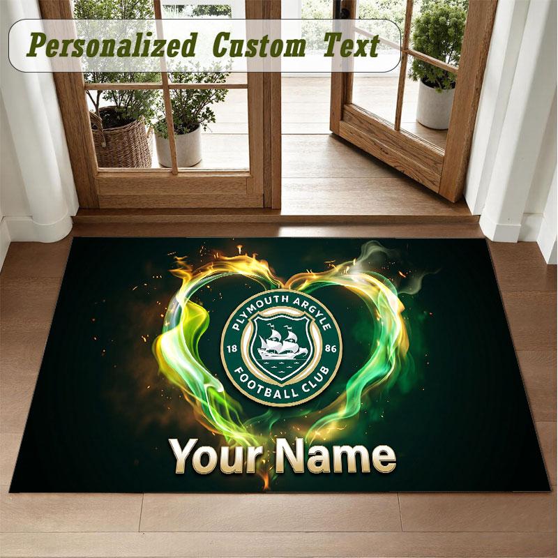 Crystal Velvet Square Rug Custom NamePlymouth Argyle FC Pattern Non Slip Home Floor Decor Rug