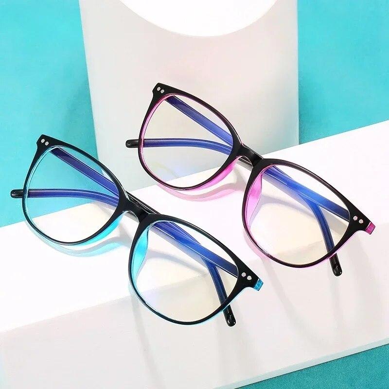 Trending Blue Light Blocking Men's Retro Glasses Eyeglasses Women Ultralight Round Transparent Fashion Eyewear Students