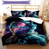 3PC Custom Name Astronaut Space Bedding Set Duvet Cover Closure Includes 1 Duvet Cover & 2 Pillowcases for Bedroom