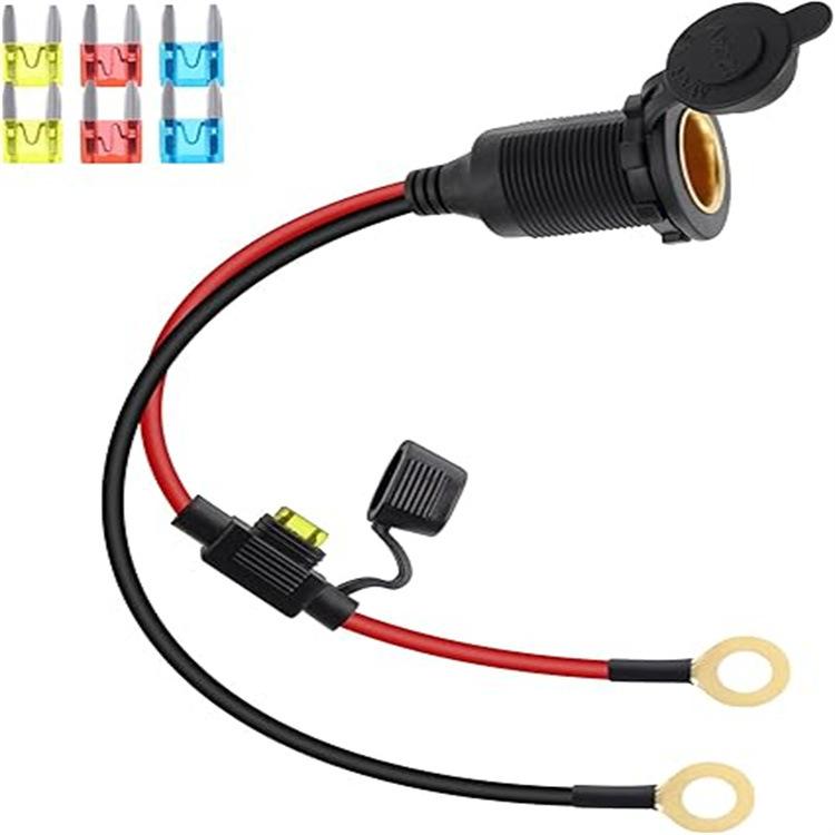 12 awg 12V24V High-power Waterproof Threaded Cigarette Lighter Female Socket Wire for Car and Motorcycle Modification