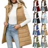 Women's Long Vest Plain Sleeveless Hood Winter Vest Outwear Jacket Lightweight Warm Coat Outerwear