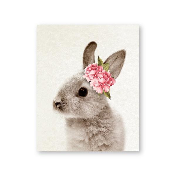 Rabbit Bubble Gum Art Poster Prints Blue Pink Nursery Wall Art Canvas Paintings Wall Picture Baby Animals Bunny Nursery Decor