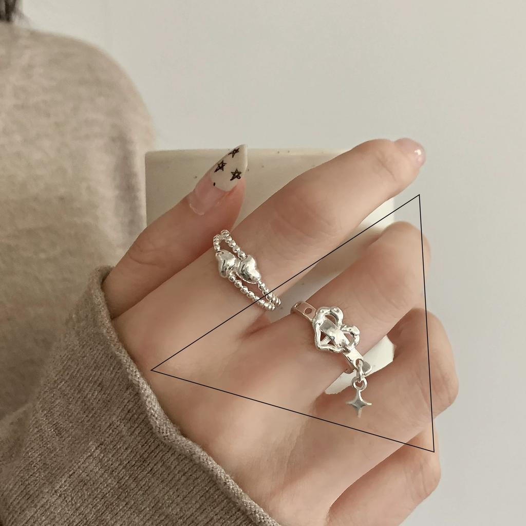 925 Silver Flower Lace Ring Korean Fashion Opening Inlaid CZ Adjustable Rings Valentine's Day Gift