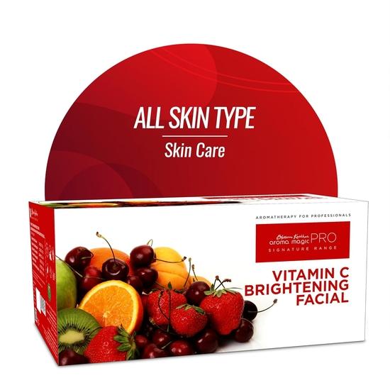 Aroma Magic 6 Step Vitamin C Skin Brightening PRO Facial Kit (Signature Range) Exfoliates, Reduce Sunburn, Brightens Skin | All Skin | Big Pack of 1