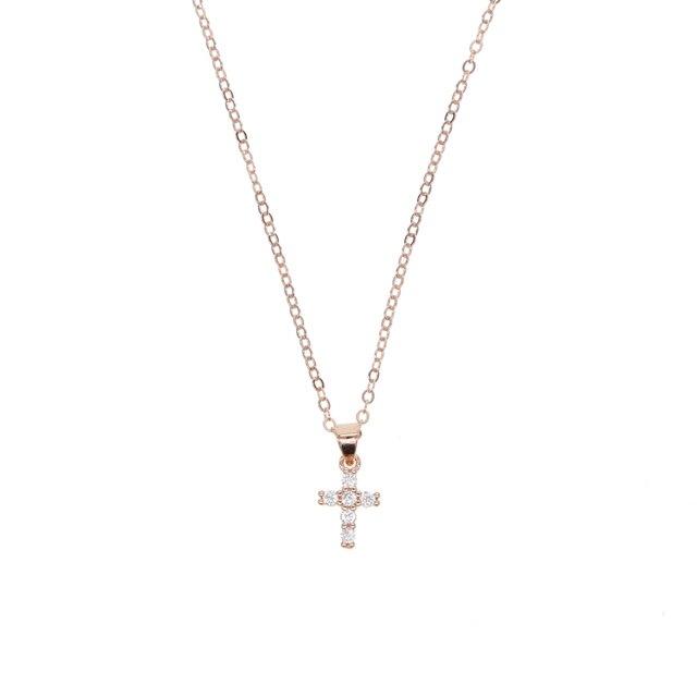 S925 Cross Pendant Necklaces for Women Mini Charm Pendants Jewelry