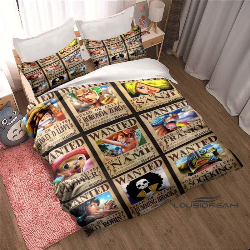 Monkey D. Luffy Cartoon ONE PIECE Bedding Set, Duvet Cover and Pillowcase 3-Piece Set, Holiday Gift for Children and Adults