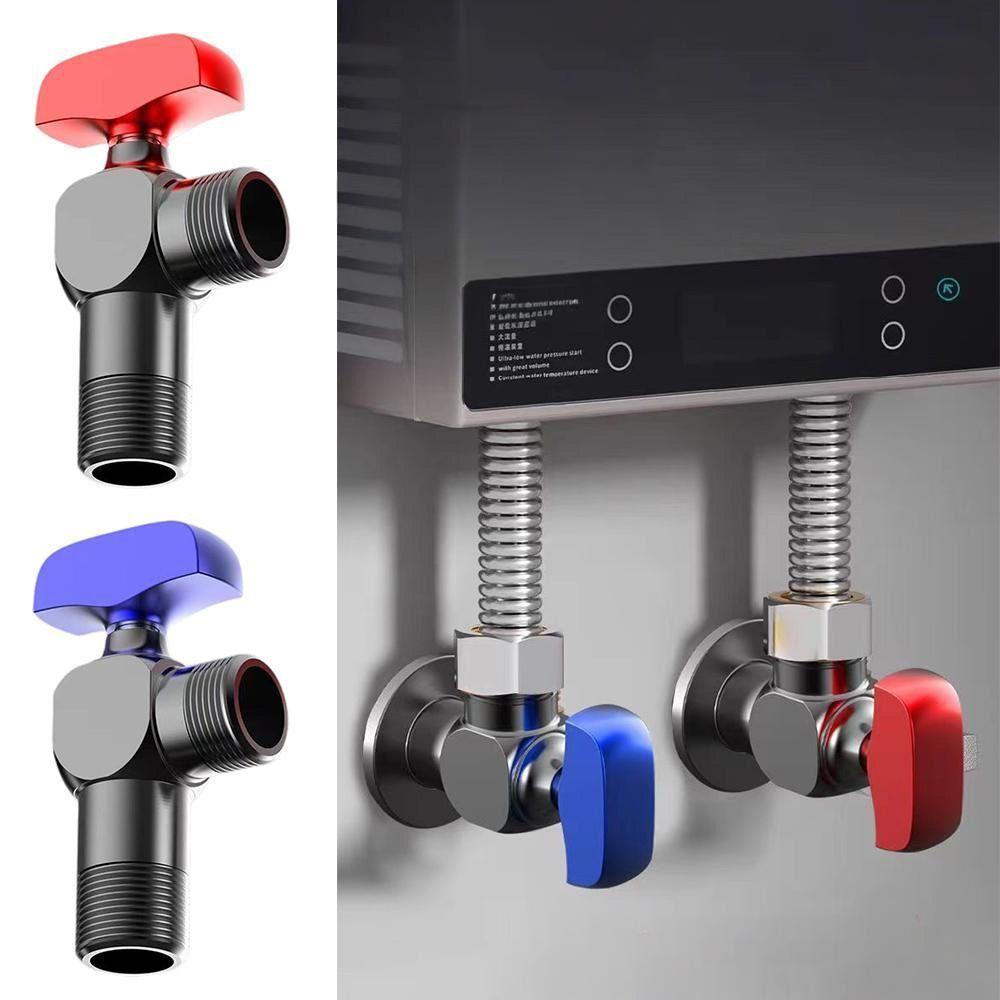 High Quality Red Blue Water Control Valve Brass Thicken Ball Valve Cold and Hot Distinction Fully Open Corner Valve Kitchen