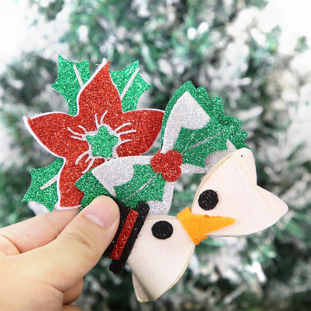 Festive Red Snowflake Hair Bow Clip For Children With Cute Reindeer Antlers