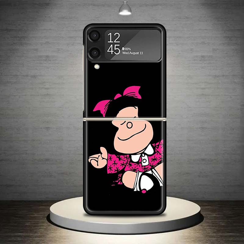 Мультяшный Милый Чехол для Телефона Мафальда Для Samsung Galaxy Z Flip 7 6 5 4 3 5G Ударопрочный Чехол Z Flip7 Flip6 ZFlip5 Flip3 Flip4 Роскошный
