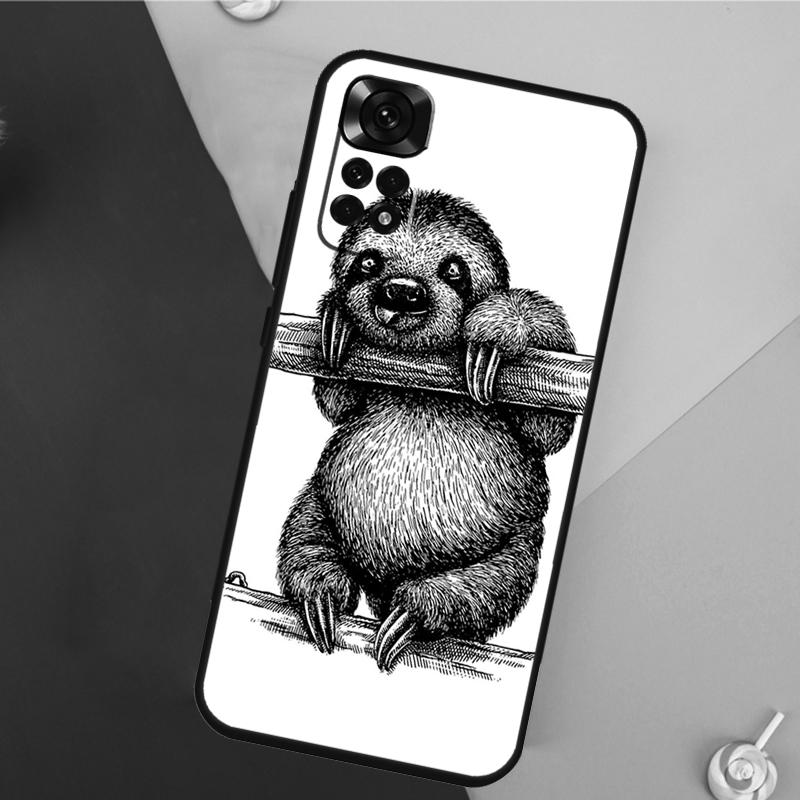 Милый Кавайный Чехол-Маска с Лицом Ленивца Для Xiaomi Redmi Note 14 13 Pro 12 11 9 10 9S 10S 11S 12S Redmi 14C 10C 12C 13C