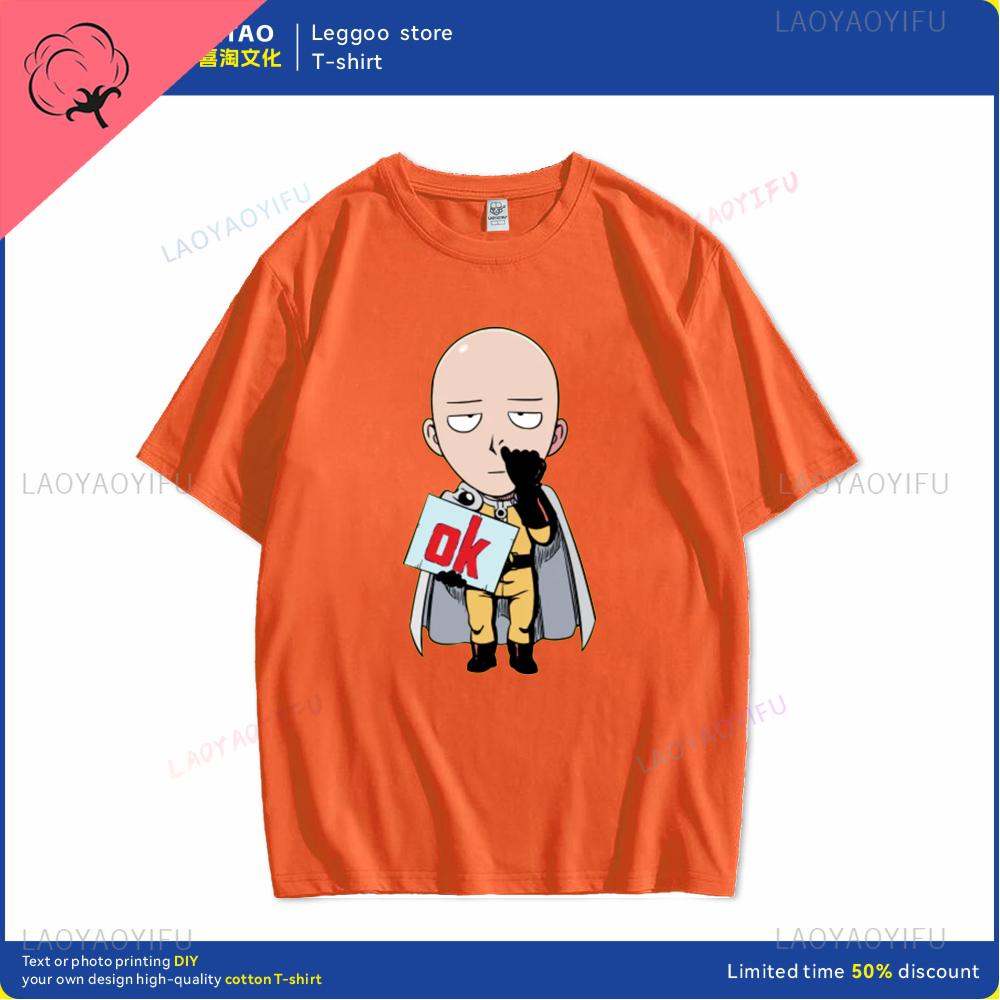 One punch man says Ok cartoon hip hop crew neck casual fashion street wear trend summer comfortable men women universal Tshirt