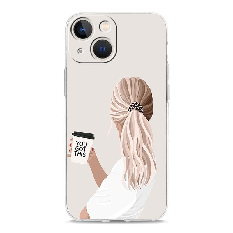 Чехол для телефона iPhone 16 Чехлы iPhone 15 12 13 14 16 Pro Max X XR XS Max 15 Plus 16Pro iPhone11 Чехол Девушка Босс Женщина Кофе