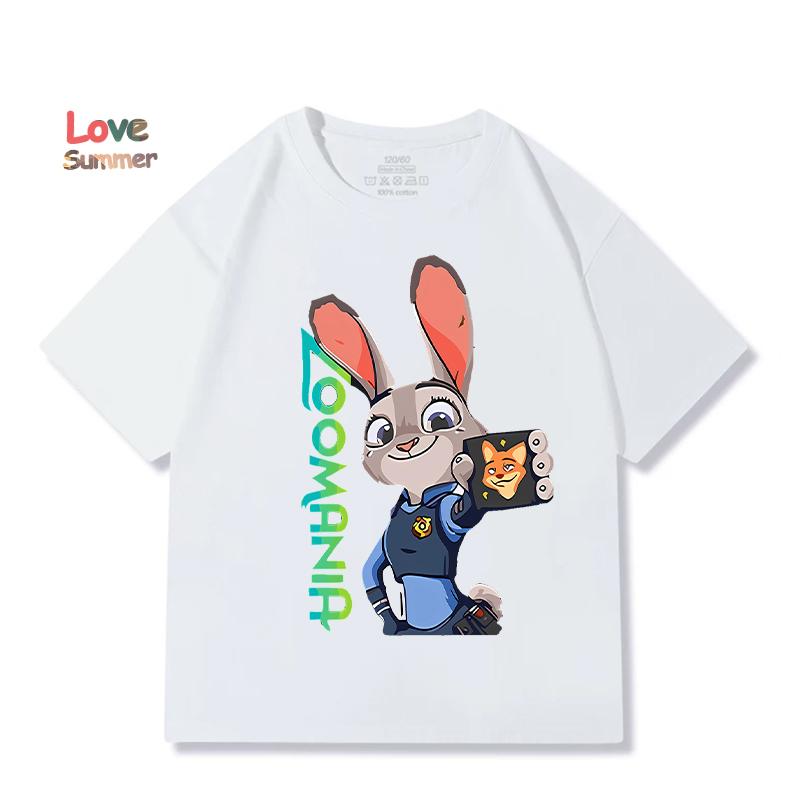 Зверополис 2 детские футболки от 4 до 14 лет с коротким рукавом Джуди Ник мальчики Девочки 2026 новый Летняя Джуди Принт Ник Футболка