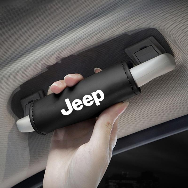 New Leather Car Roof Armrest Pull Cover Handle Gloves Protection For Jeep Renegade Wrangler JK Gladiator Grand Cherokee Compass AKV1