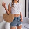 HNXC Spring Summer Hollowed-out Leaf Crop Crop Knit Top for Women's Vacation