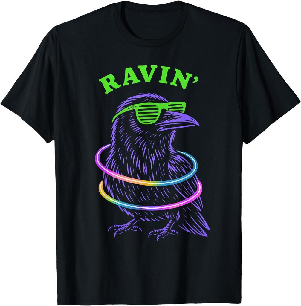 Ravin Raven EDM Techno Party Raver Психоделический Хэллоуин Футболка