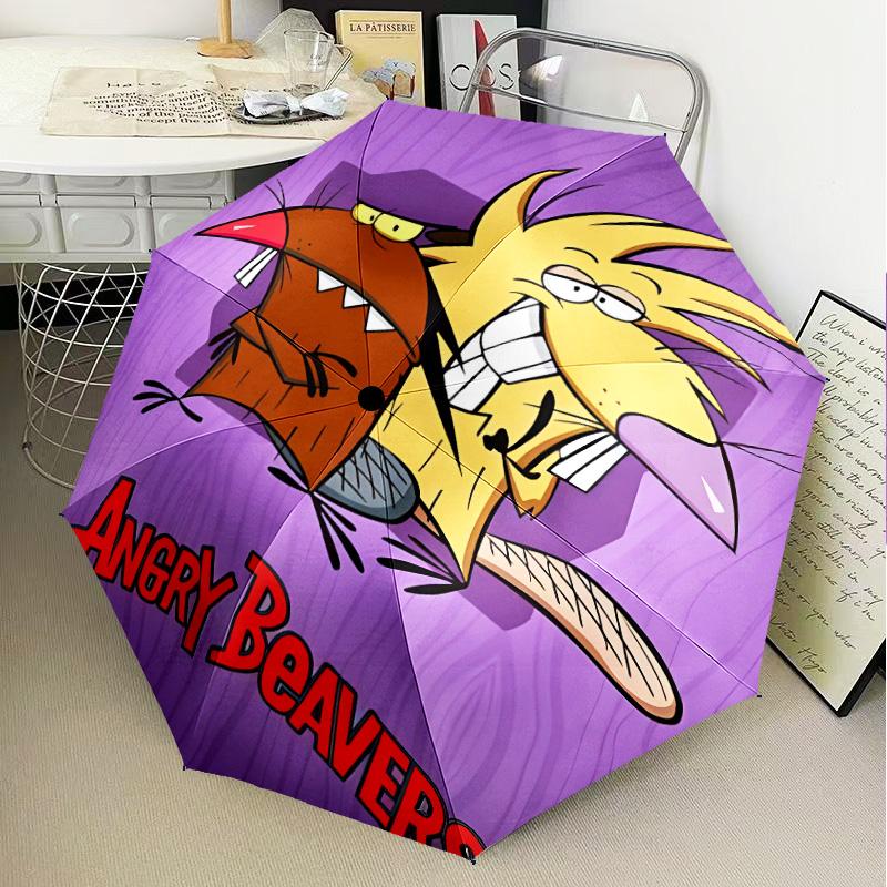 Angry Beavers Adventure Umbrella Folding umbrella, automatic umbrella 8-Frame for Travel, camping Use Gift for Halloween Christmas