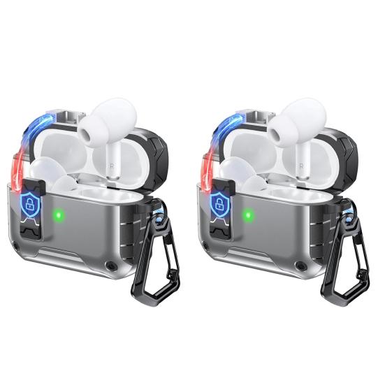 2Pcs Earbud Protective Case for AirPods Pro 3 Charging Case Portable Shockproof Wireless Earphone Cover Protector Shell Skin with Safety Lock Phone