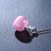 New 925 Sterling Silver Women Pendant Necklace Fashion High Quality Pink Opal Apple Shape Clavicle Chain Jewelry Length 45CM