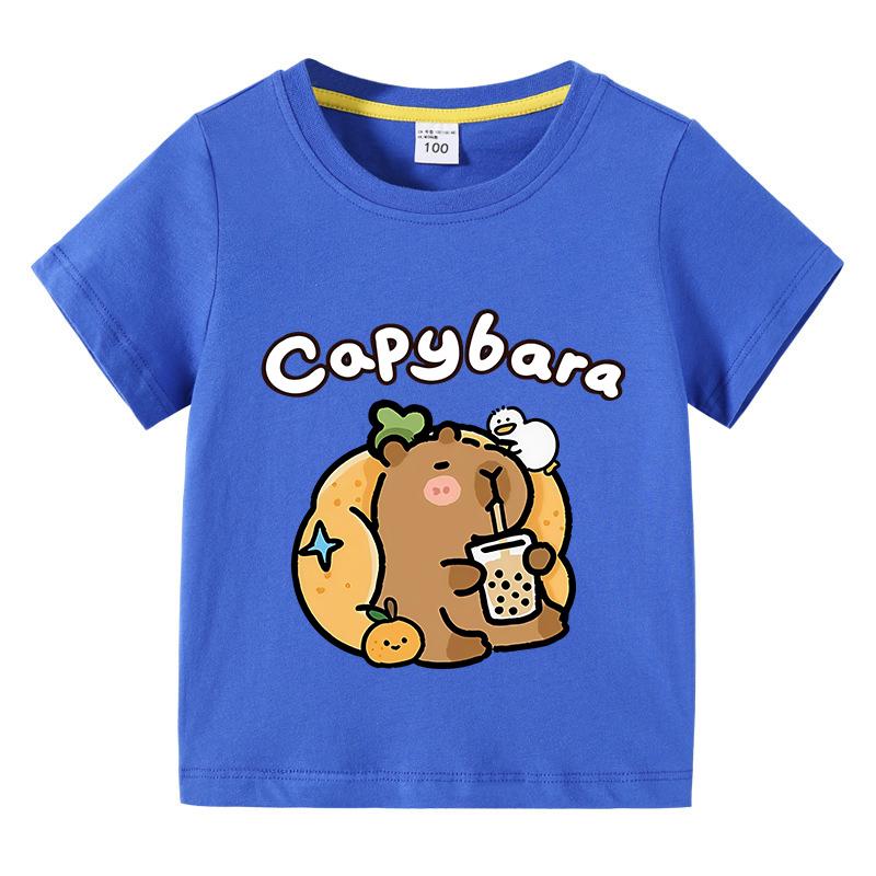 Children Cotton Tshirt Kids Capybara Tshirt 310Years Child Boys Cute Capibara Round Neck Tops Tee Kids Clothes For Summer