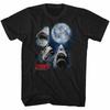 Jaws Three Shark Moon Black Adult T-Shirt